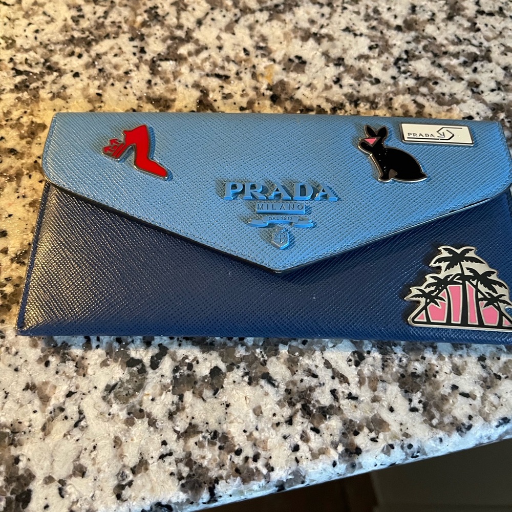 Prada Blue Wallet with Fun Patches - Picture 4 of 9